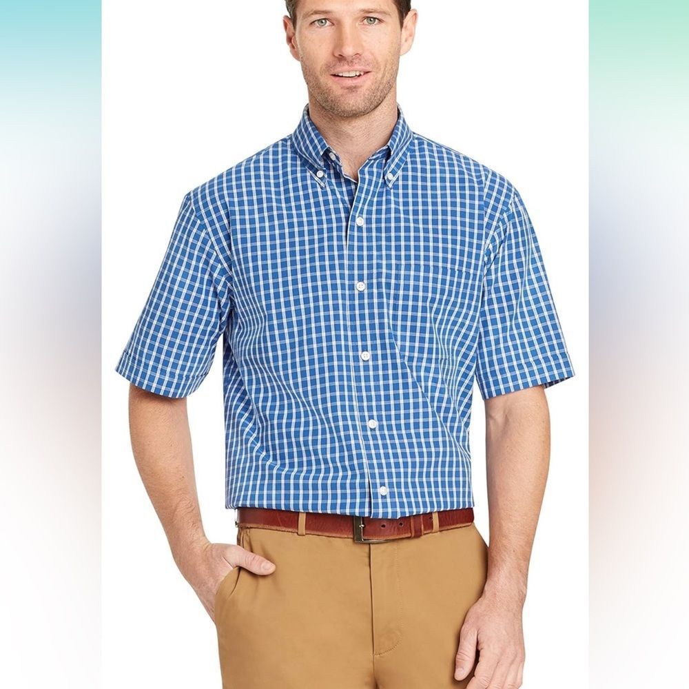 Arrow 1851 Men's Hamilton Poplins Short Sleeve Button Down Plaid Shirt xxl NWT